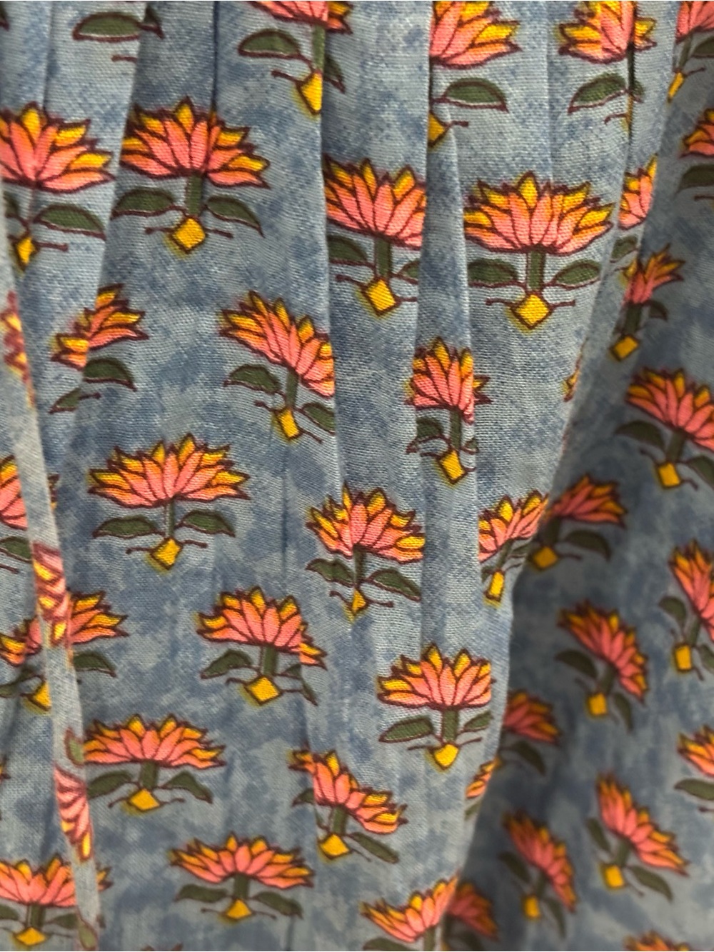 Cleobella Blue Floral Tunic with Pink & Yellow Blooms - Picture 4 of 4